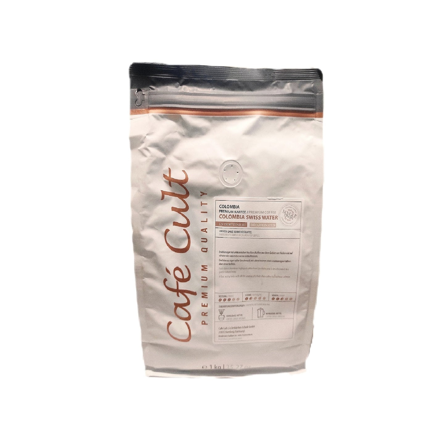 Café Cult Colombia Swiss Water Descafeinado. Premium Quality. 100% Arábica.