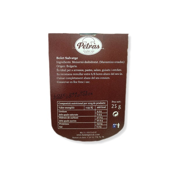Setas Secas Moixernó Deshidratadas (Marasmius oreades) Petràs Caja de 25g