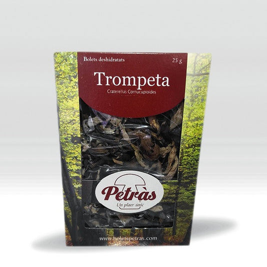 Setas secas Trompeta Deshidratadas (Craterellus Cornucopioides) Petràs Caja de 25g